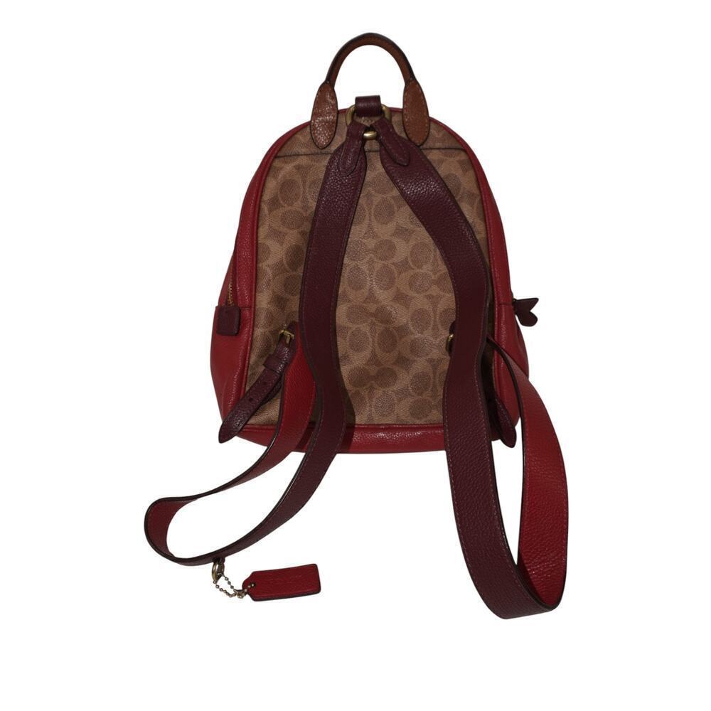 Coach 657 Carrie 23 Backpack Signature Colorblock Tan Red Apple Multi - Picture 2 of 14